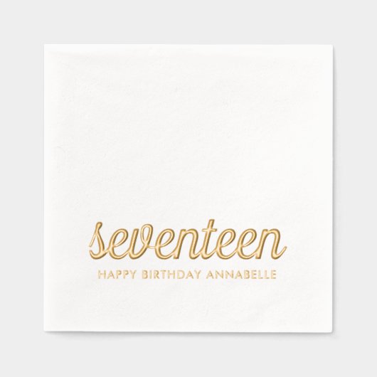 Elegante 17e verjaardag moderne gouden folie serve folie servetten (Voorkant)