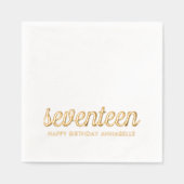 Elegante 17e verjaardag moderne gouden folie serve servetten (Voorkant)