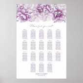 Elegante 18 Tafel Roze Bloem Bruiloftstoelenschema Poster (Voorkant)