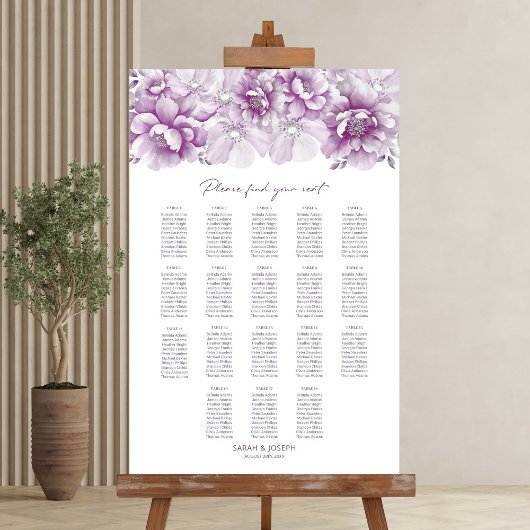 Elegante 18 Tafel Roze Bloemen Trouwstoel Grafiek Poster