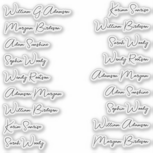 Elegante 18 volledige namen, kalligrafie script St Sticker