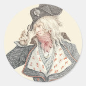 Elegante 18e eeuwse Fransman met een Monacle Ronde Sticker (Voorkant)