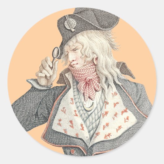 Elegante 18e eeuwse Fransman met een Monacle Ronde Sticker (Voorkant)