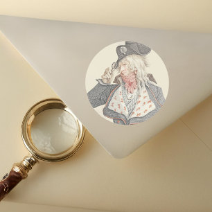 Elegante 18e-eeuwse Fransman met een monocle Ronde Sticker