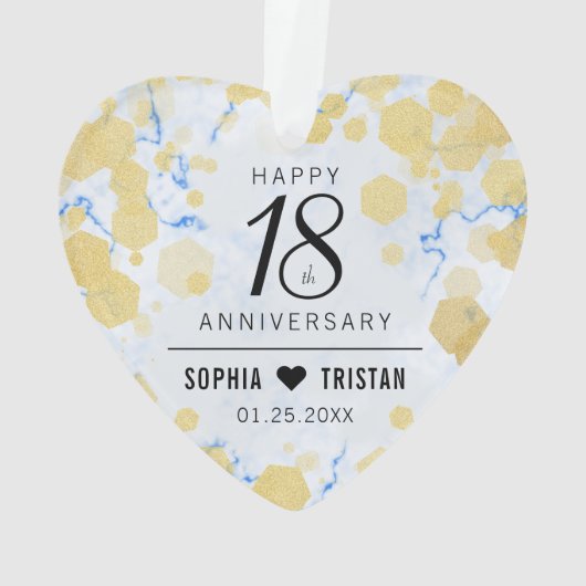 Elegante 18e porseleinen bruiloft Jubileum Acryl Ornament (achterkant)