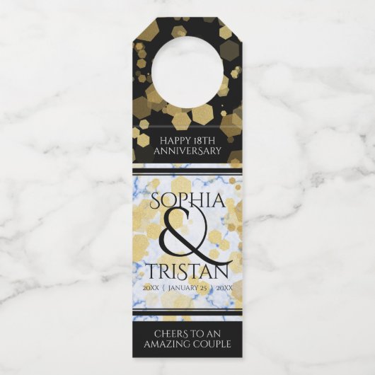 Elegante 18e Porseleinen Huwelijksverjaardag Flessenhanger (Voorkant)