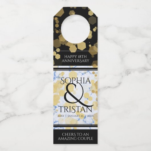 Elegante 18e Porseleinen Huwelijksverjaardag Flessenhanger (Achterkant)