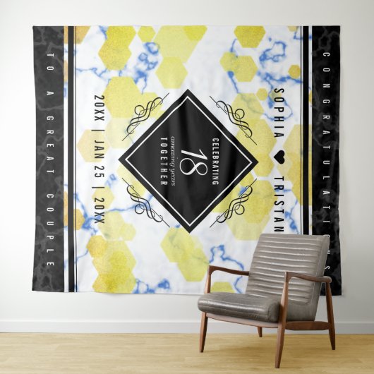 Elegante 18e Porseleinen Huwelijksverjaardag Wandkleed (In Situ (horizontaal))