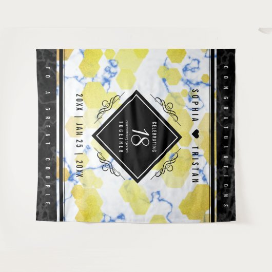 Elegante 18e Porseleinen Huwelijksverjaardag Wandkleed (Voorkant (horizontaal))