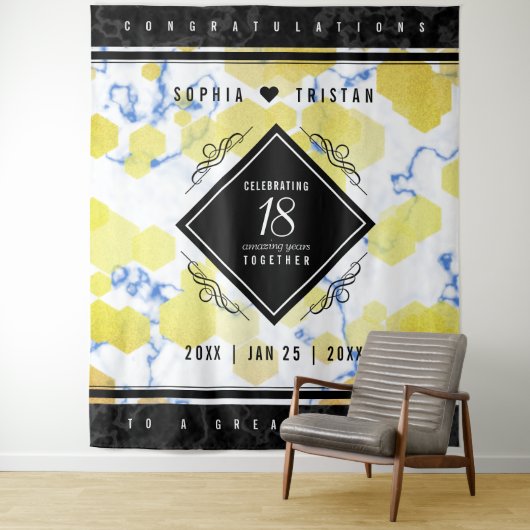 Elegante 18e Porseleinen Huwelijksverjaardag Wandkleed (In situ)