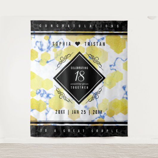 Elegante 18e Porseleinen Huwelijksverjaardag Wandkleed (Voorkant)