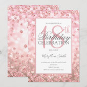 Elegante 18e Verjaardag Roos Gouden Glitter Lichte Kaart (Voorkant / Achterkant)