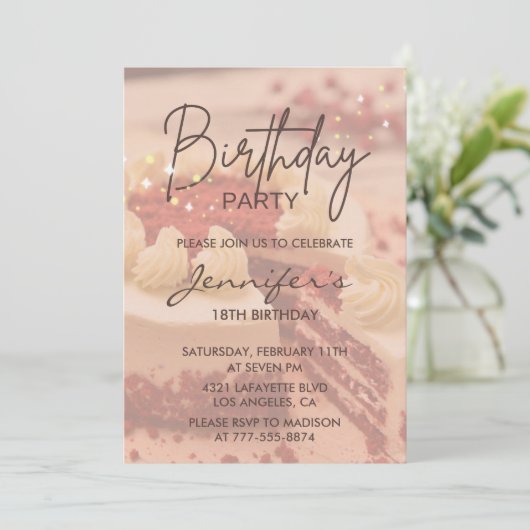 Elegante 18e verjaardag uitnodigingen Cake Chic (Staand voorkant)