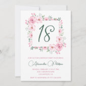 Elegante 18e verjaardag uitnodigingen Floral Pink (Voorkant)