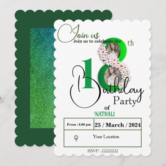 Elegante 18e verjaardag viering kaart (Voorkant / Achterkant)