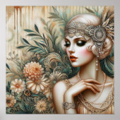 Elegante 1920s Flapper Lady uit de Roaring 20s Poster (Voorkant)