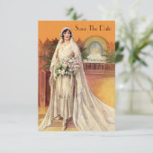 Elegante 1930 bruid huwelijksaankondiging Save the Kaart (Staand voorkant)