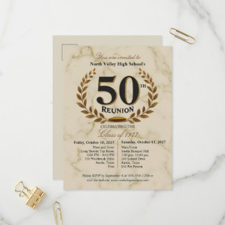 Elegante 1976 50e Klas Reünie Marmer Weekend Uitnodiging Briefkaart