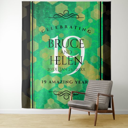 Elegante 19e jubileumviering van de jaden huwelijk wandkleed (In situ)