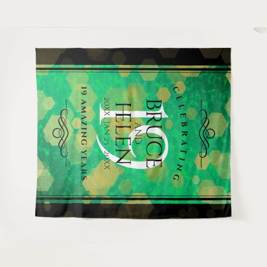 Elegante 19e jubileumviering van het jaden huwelij wandkleed (Voorkant (horizontaal))