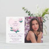 Elegante 19e verjaardag uitnodigingen Floral Foto (Staand voorkant)