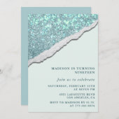 Elegante 19e verjaardag uitnodigingen Sparkle Glit (Voorkant / Achterkant)