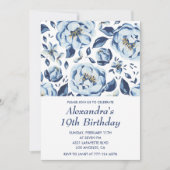 Elegante 19e verjaardagsuitnodigingen Floral Vinta Kaart (Voorkant)