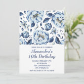 Elegante 19e verjaardagsuitnodigingen Floral Vinta Kaart (Staand voorkant)