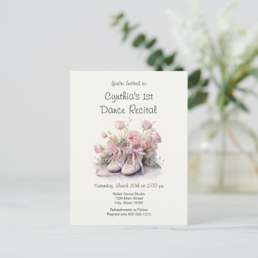 Elegante 1e Ballet Dans Overweging Uitnodiging (Staand voorkant)