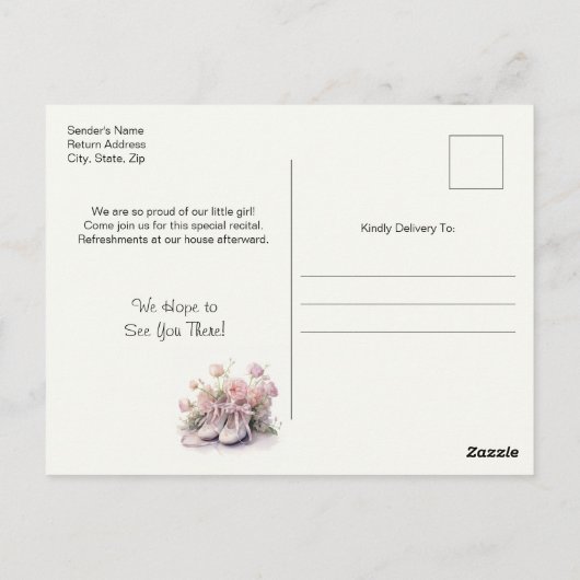 Elegante 1e Ballet Dans Overweging Uitnodiging (Achterkant)