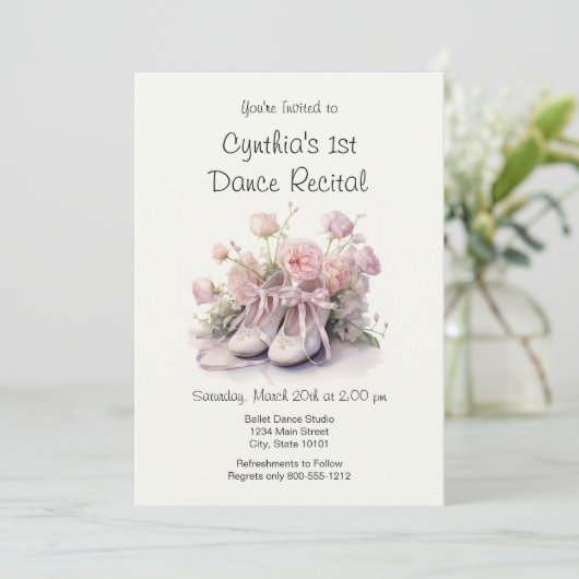 Elegante 1e Ballet Dans Overweging Uitnodiging (Staand voorkant)