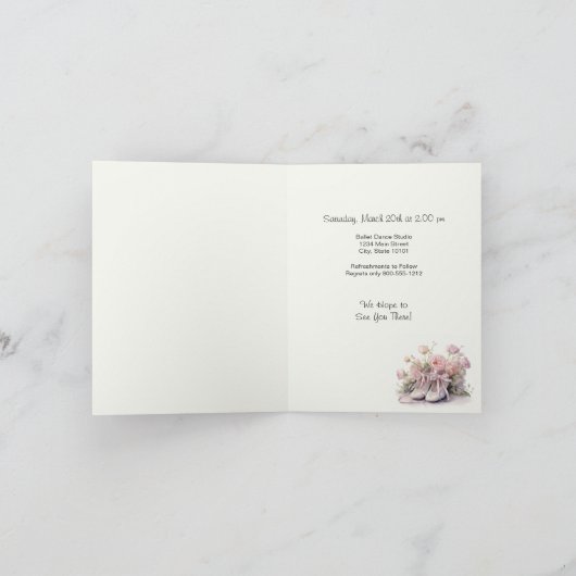 Elegante 1e balletdansrecital uitnodiging (Binnen)