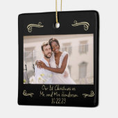 Elegante 1e Kerstmis Mr. Mrs. Gold en Black Keramisch Ornament (Links)