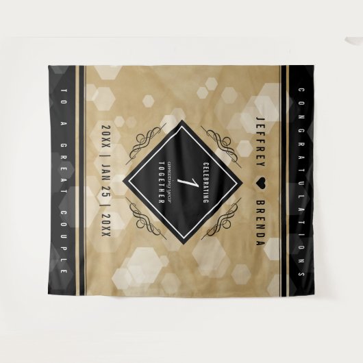 Elegante 1e papieren huwelijksverjaardagviering wandkleed (Voorkant (horizontaal))