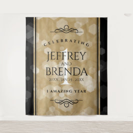 Elegante 1e papieren huwelijksverjaardagviering wandkleed