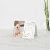 Elegante 1e verjaardag Goudgroene Foto Bedankkaart (Voorkant)