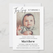 Elegante 1e verjaardag uitnodigingen Boy Photo (Voorkant)