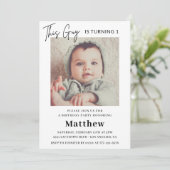 Elegante 1e verjaardag uitnodigingen Boy Photo (Staand voorkant)