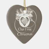 Elegante 1st Kerstmis Taupe siert samen Keramisch Ornament (Rechts)