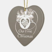 Elegante 1st Kerstmis Taupe siert samen Keramisch Ornament (Links)