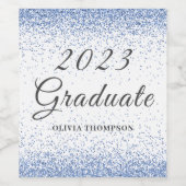 Elegante 2023 afstudeerblauw glitters  wijn etiket (Enkel label)