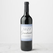 Elegante 2023 afstudeerblauw glitters  wijn etiket (Voorkant)