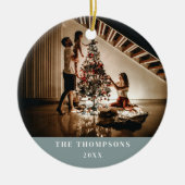 Elegante 2024 Familiefoto Gepersonaliseerde Kerst Keramisch Ornament (Voorkant)