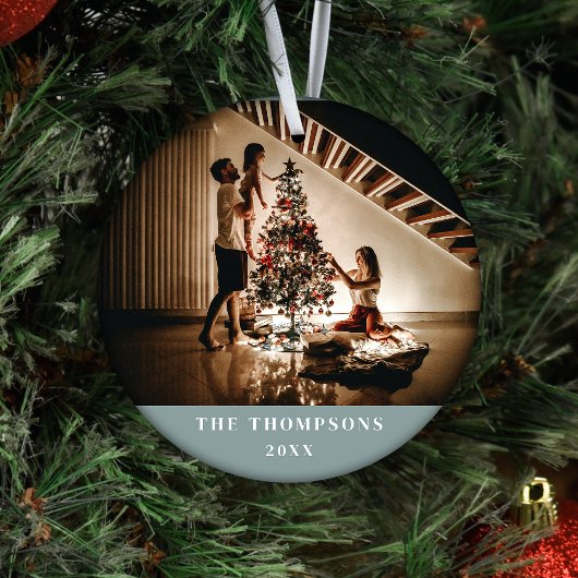 Elegante 2024 Familiefoto Gepersonaliseerde Kerst Keramisch Ornament