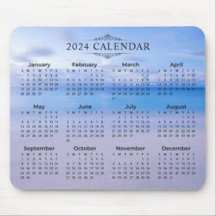 Elegante 2024 Kalender Strand Achtergrond   Mousep Muismat
