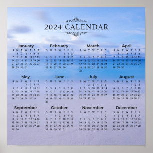 Elegante 2024 Kalender Strand Achtergrond   POSTER
