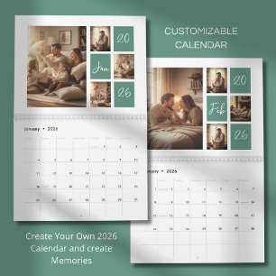 Elegante 2026 gezinsfotokalender kalender