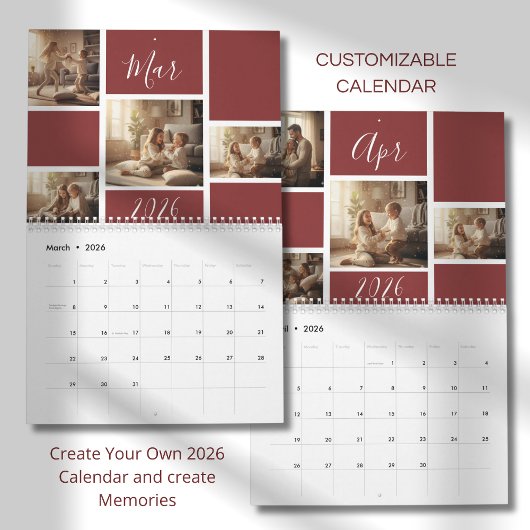 Elegante 2026 gezinsfotokalender kalender