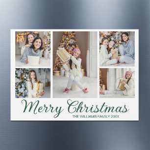 Elegante 2026 Kerst Foto Collage Magneet Kaart