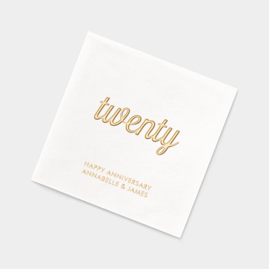 Elegante 20e bruiloft Jubileum Gold Foil servetten (Links)